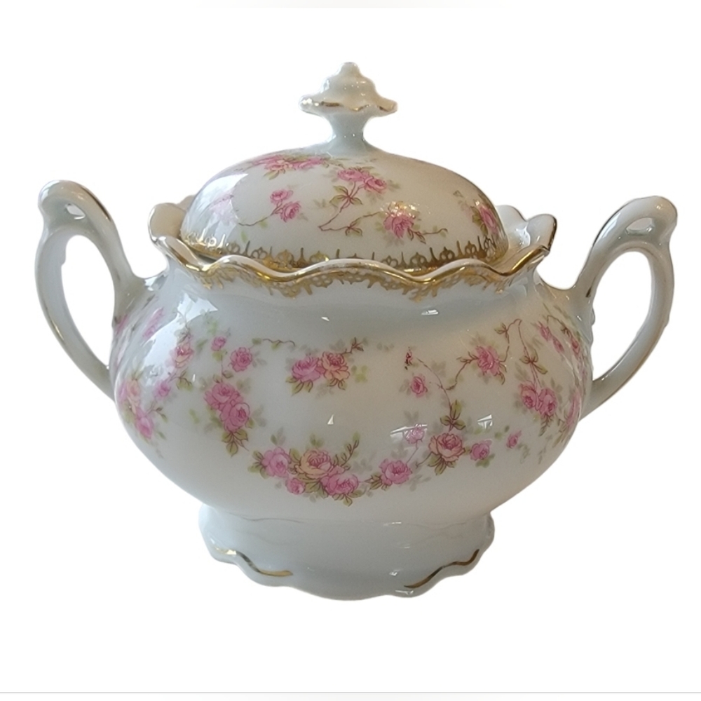 Vintage MZ Altrohlau Bridal Roseff Sugar Bowl 1910 over 100 years old